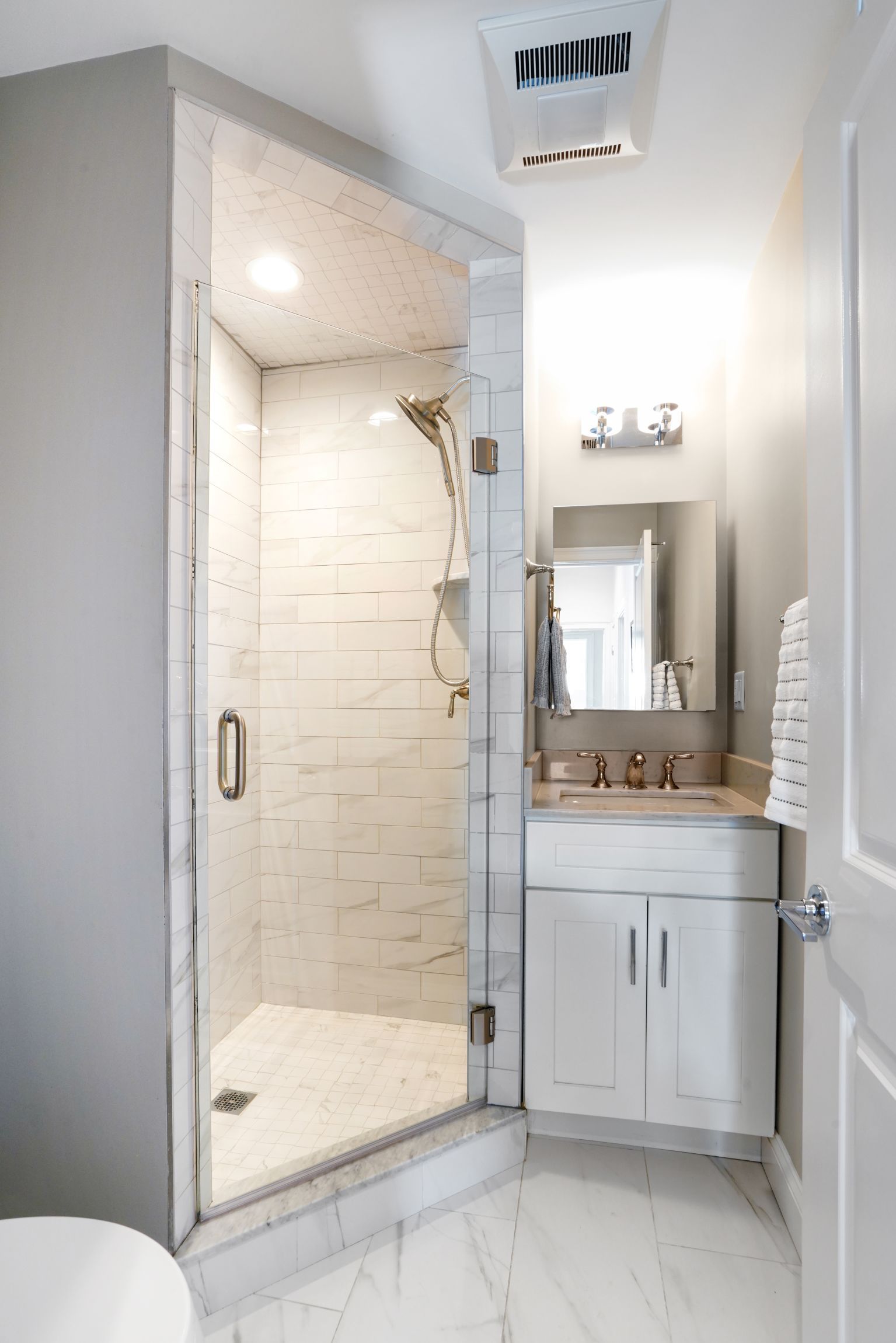 interior photo of bath with walk-in shower