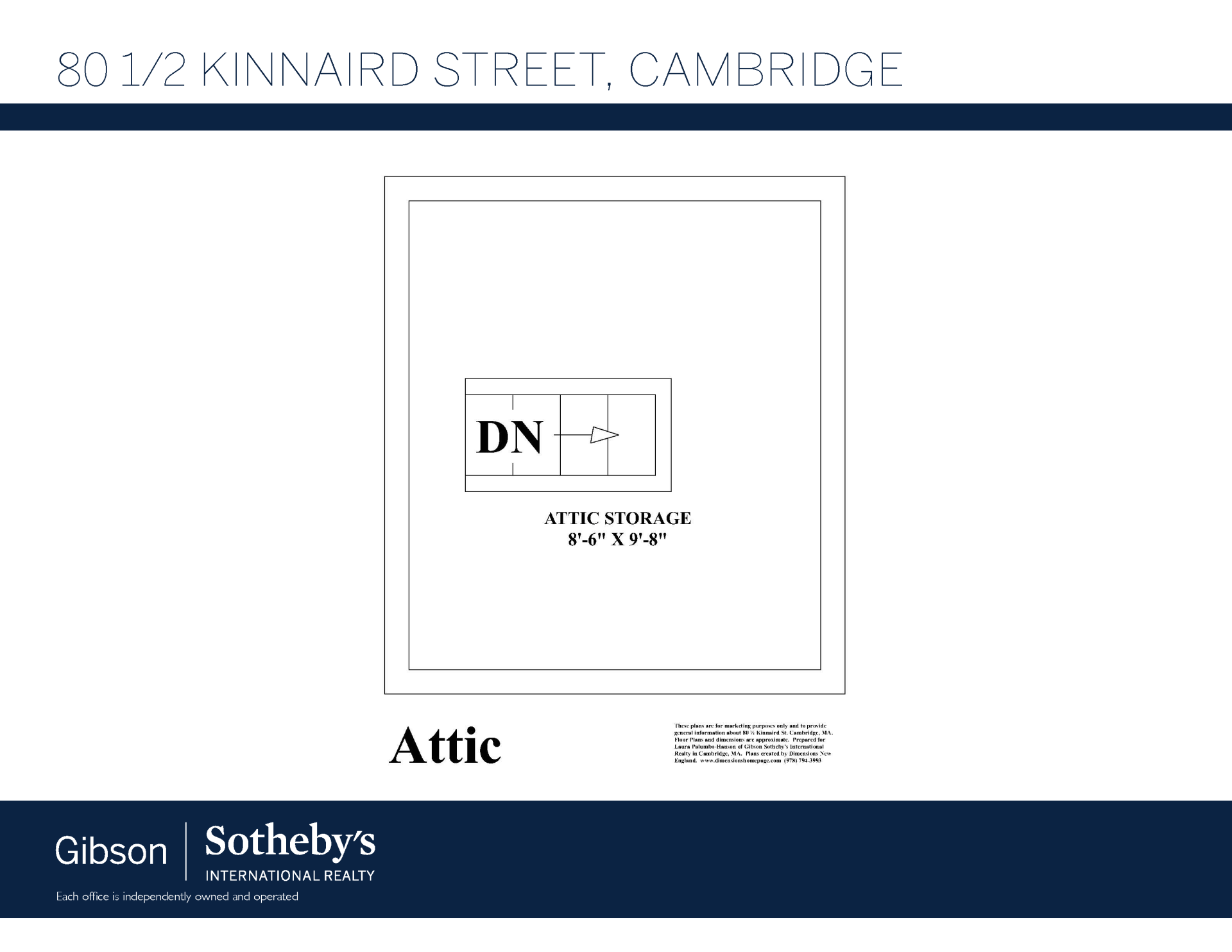 80 ½ Kinnaird St attic floor plan