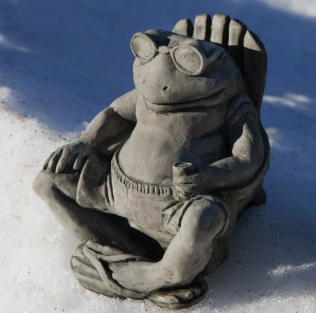 Garden Sculptures — Stone Frog Sculpture on a beach in Hanover, PA