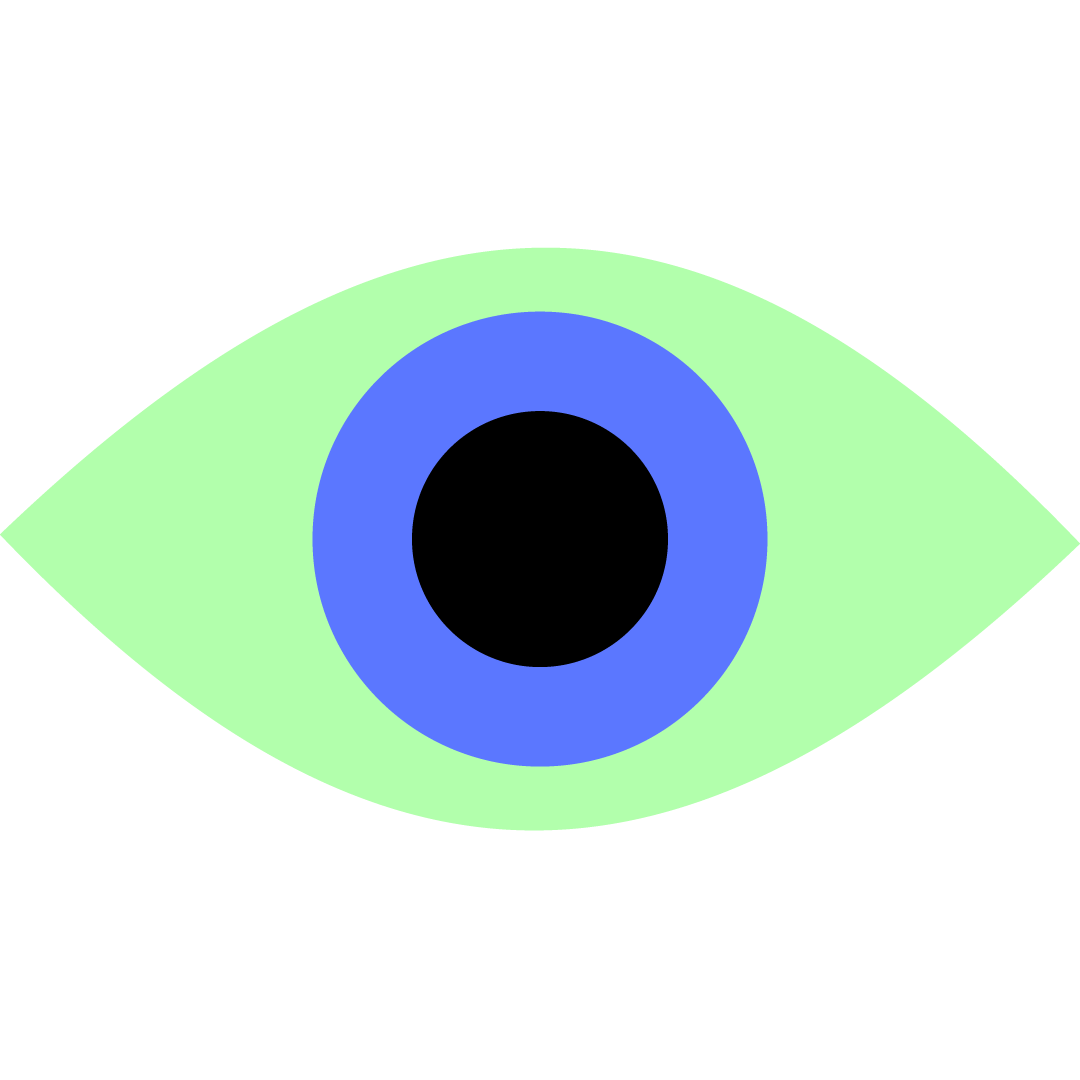 Stilisiertes Icon Auge in grün blau schwarz