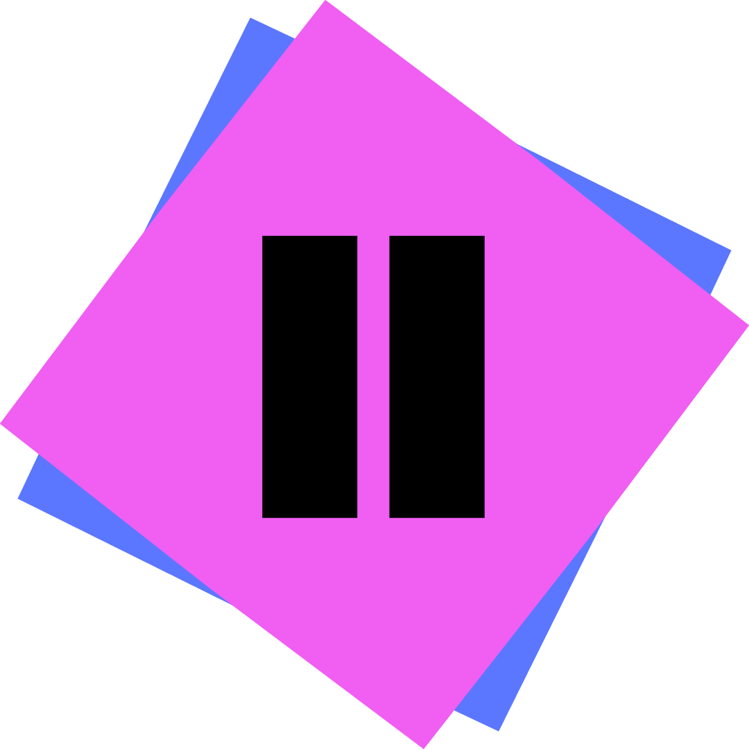 Stilisiertes Icon Pause aus Quadraten in blau pink schwarz