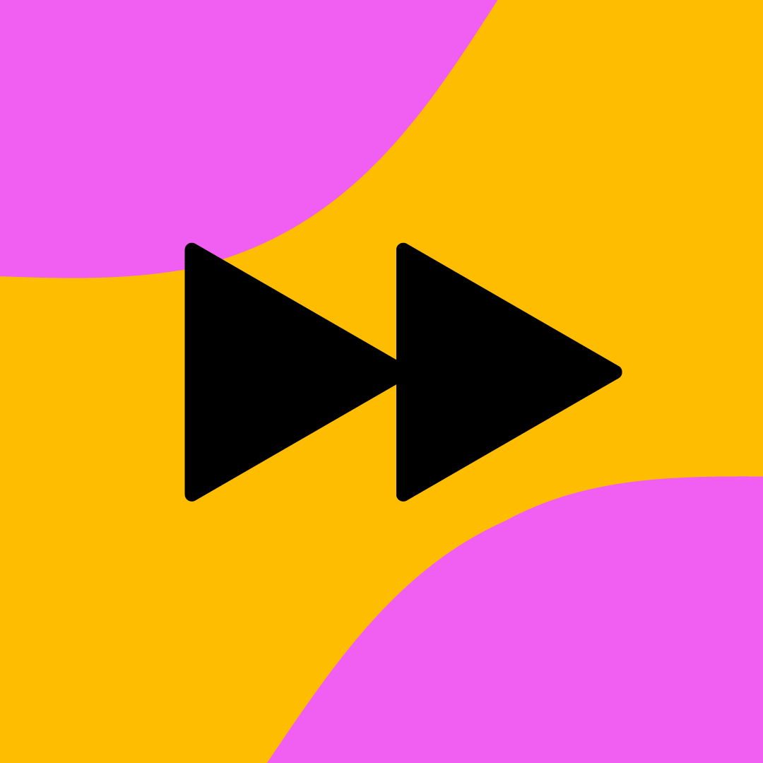 Stilisiertes Icon Fast Forward aus geometrischen Shapes pink gelb