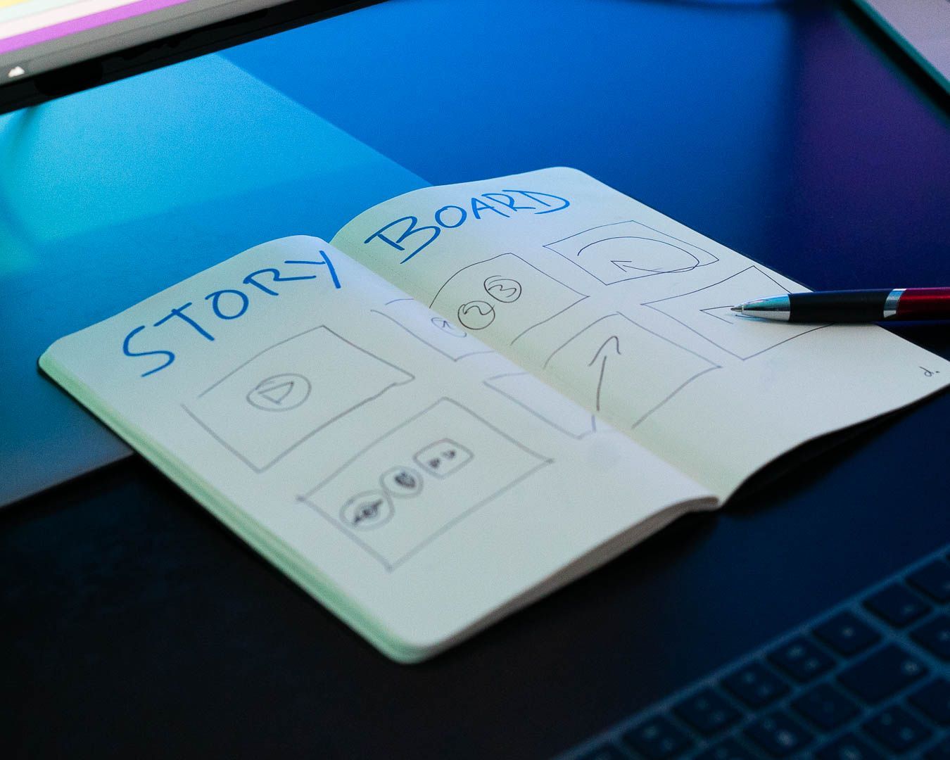 Storyboard von Hand skizziert