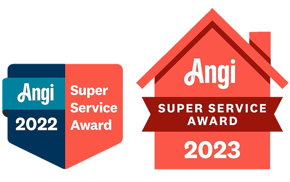 Two logos for the angi super service award 2022 and 2023