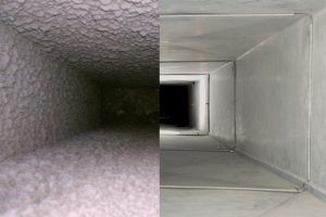 Before and after air duct cleaning.