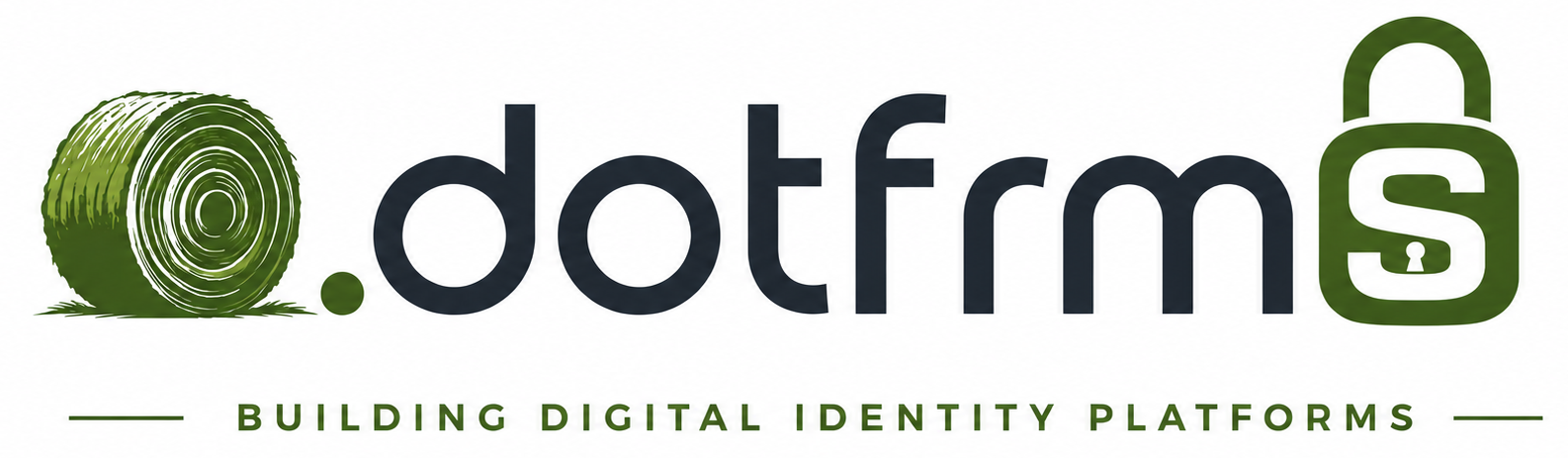 Dotfms logo with green dot and lock icon, tagline “BUILDING DIGITAL IDENTITY PLATFORMS”