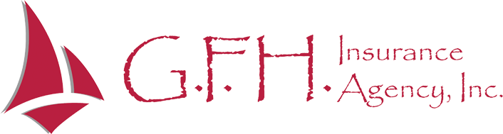 G.F.H. Insurance Agency, Inc. logo in red with a stylized sail icon on a white background