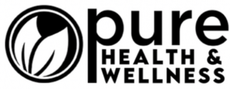 Pure Health & Wellness logo in black and white with circular leaf icon and bold text
