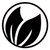 Black-and-white circular logo with a stylized leaf and petal design