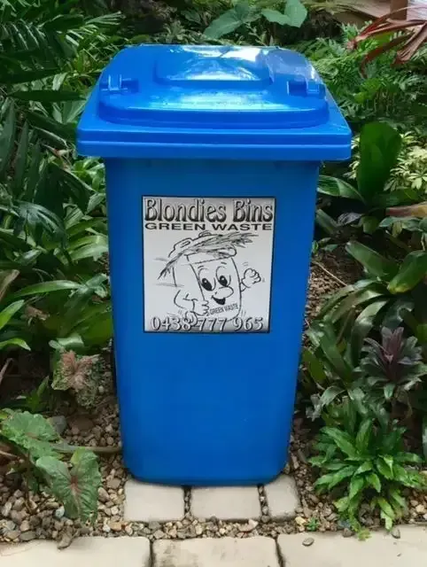 A Blue Bin That Says Blondes Bins On It — Blondies Bins in East Mackay, QLD