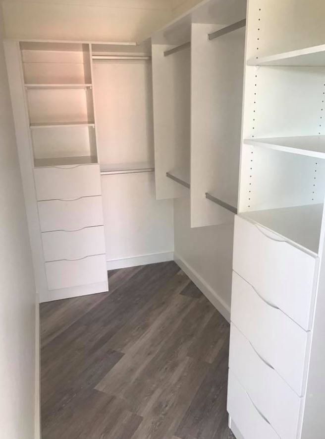 Custom storage shelves for wardrobe