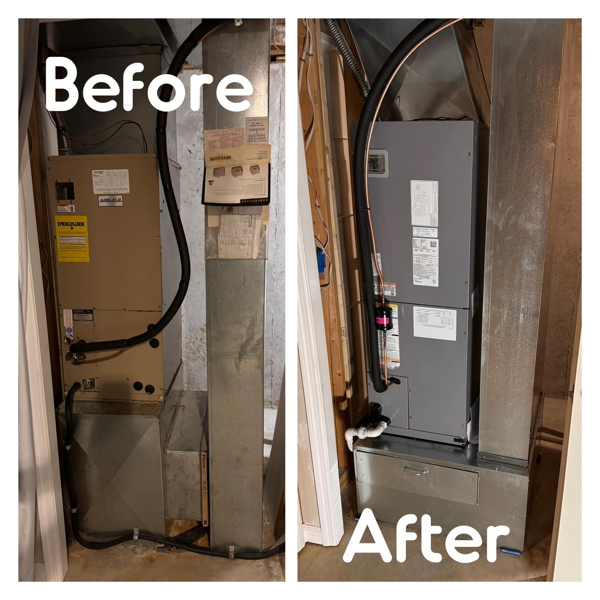 A before and after picture of an air conditioner