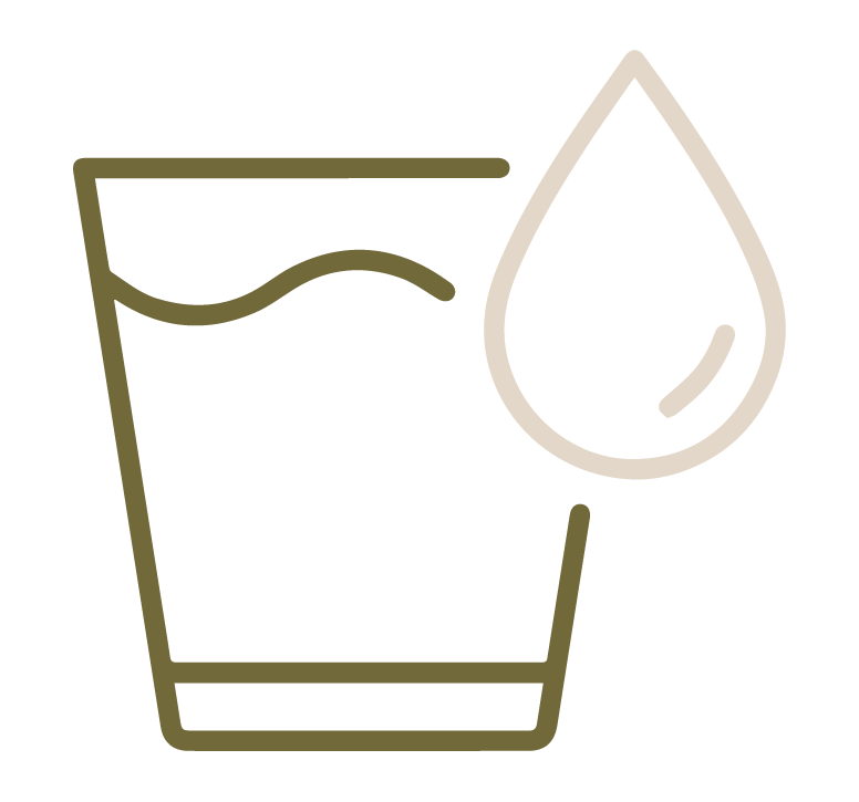 An icon of a glass of water with a drop of water coming out of it.