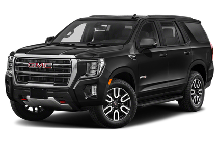 A black gmc yukon is shown on a white background.