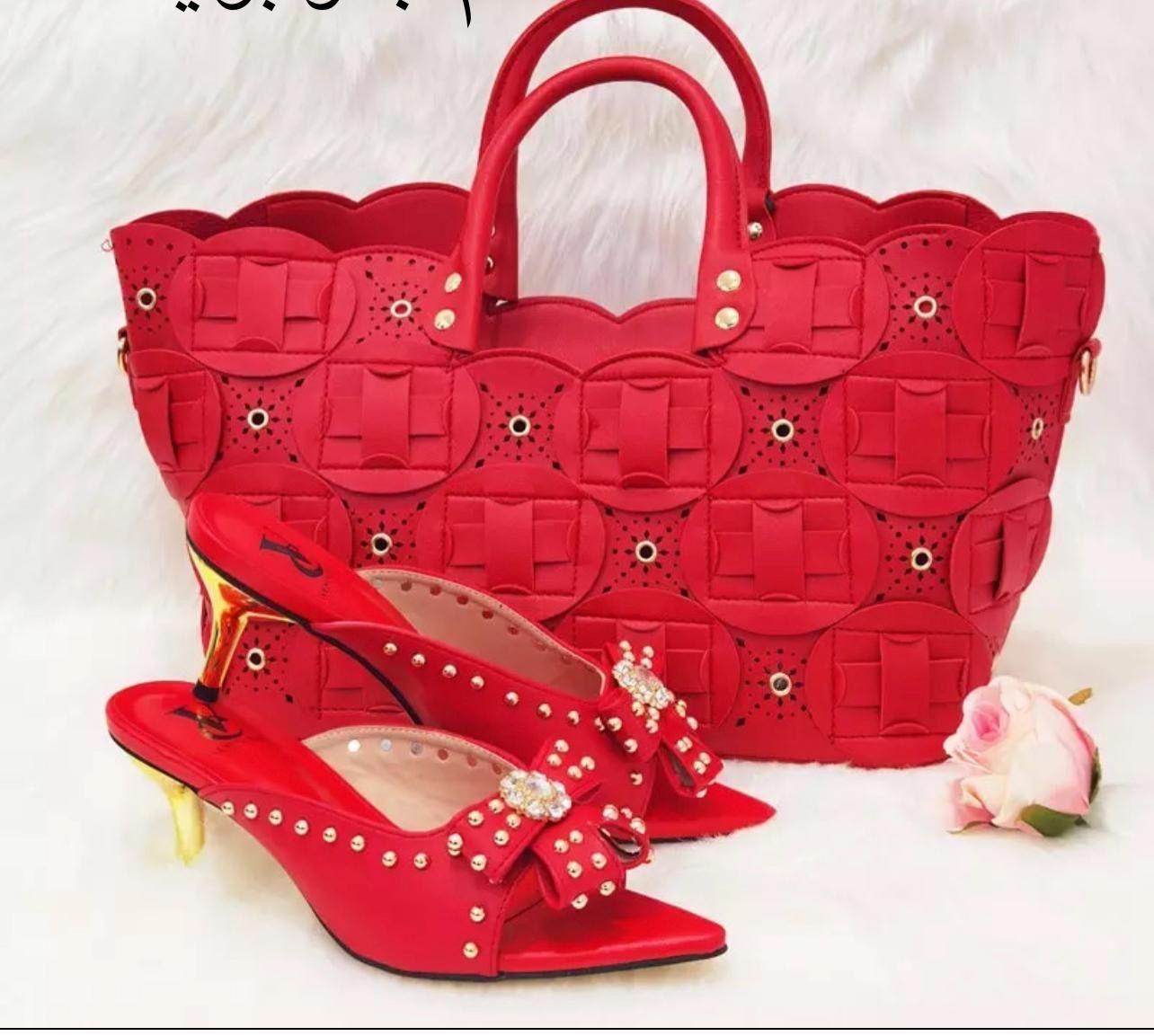 Handbag & Shoes Set Red