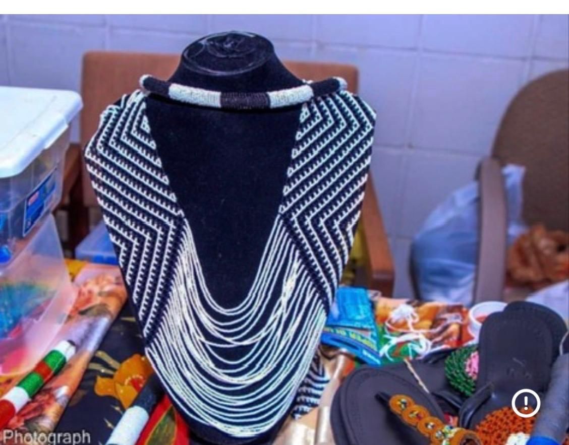 South Sudanese Traditional Necklace Set Black White