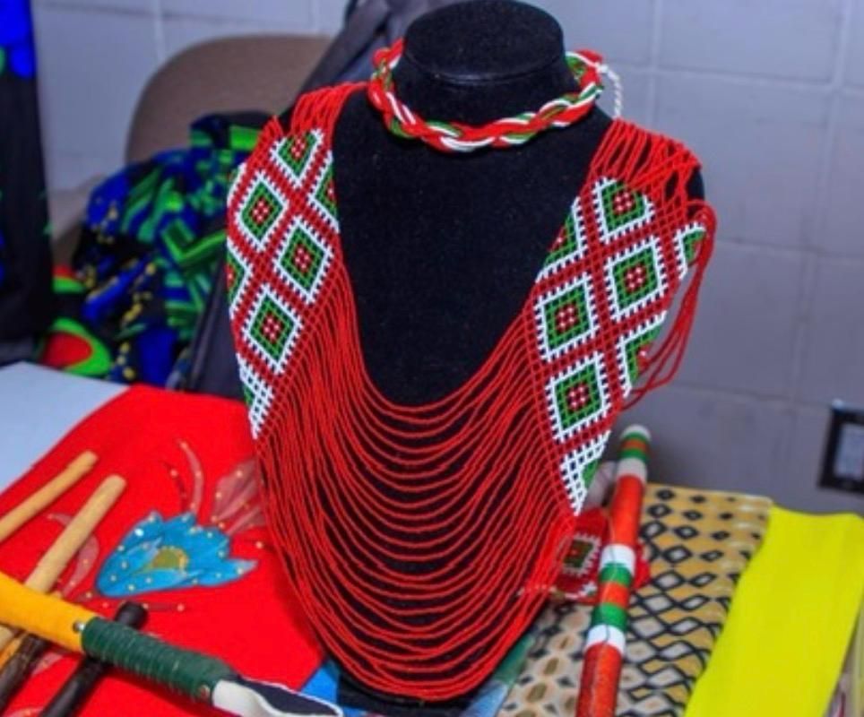 South Sudanese Traditional Necklace Set Red Green White