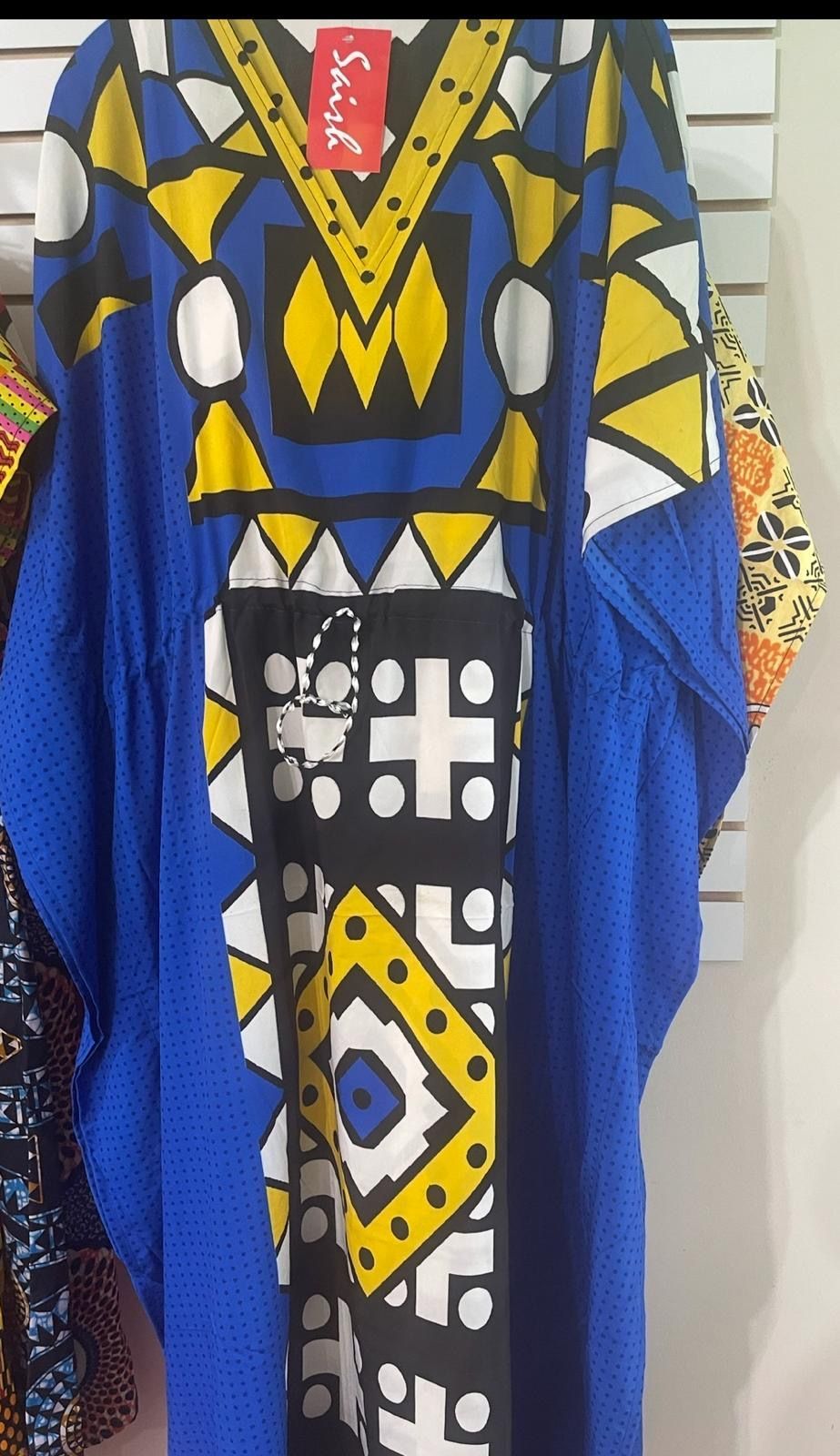 African Jalabia Blue Yellow White