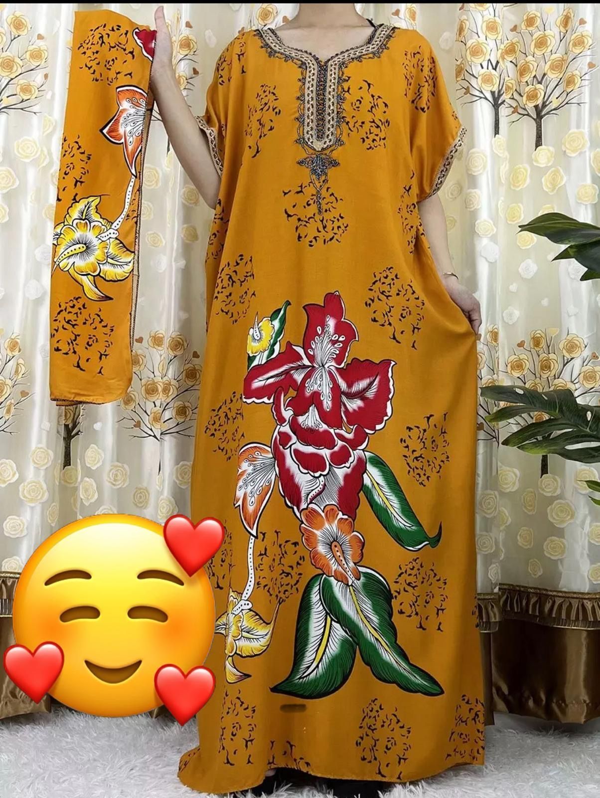 African Jalabia Mustard Yellow