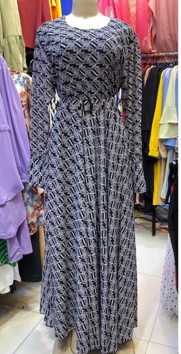 Black Grey White Long Dress