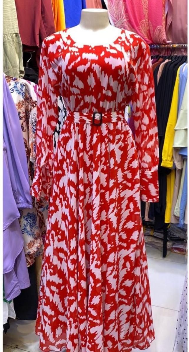 Red White Long Dress