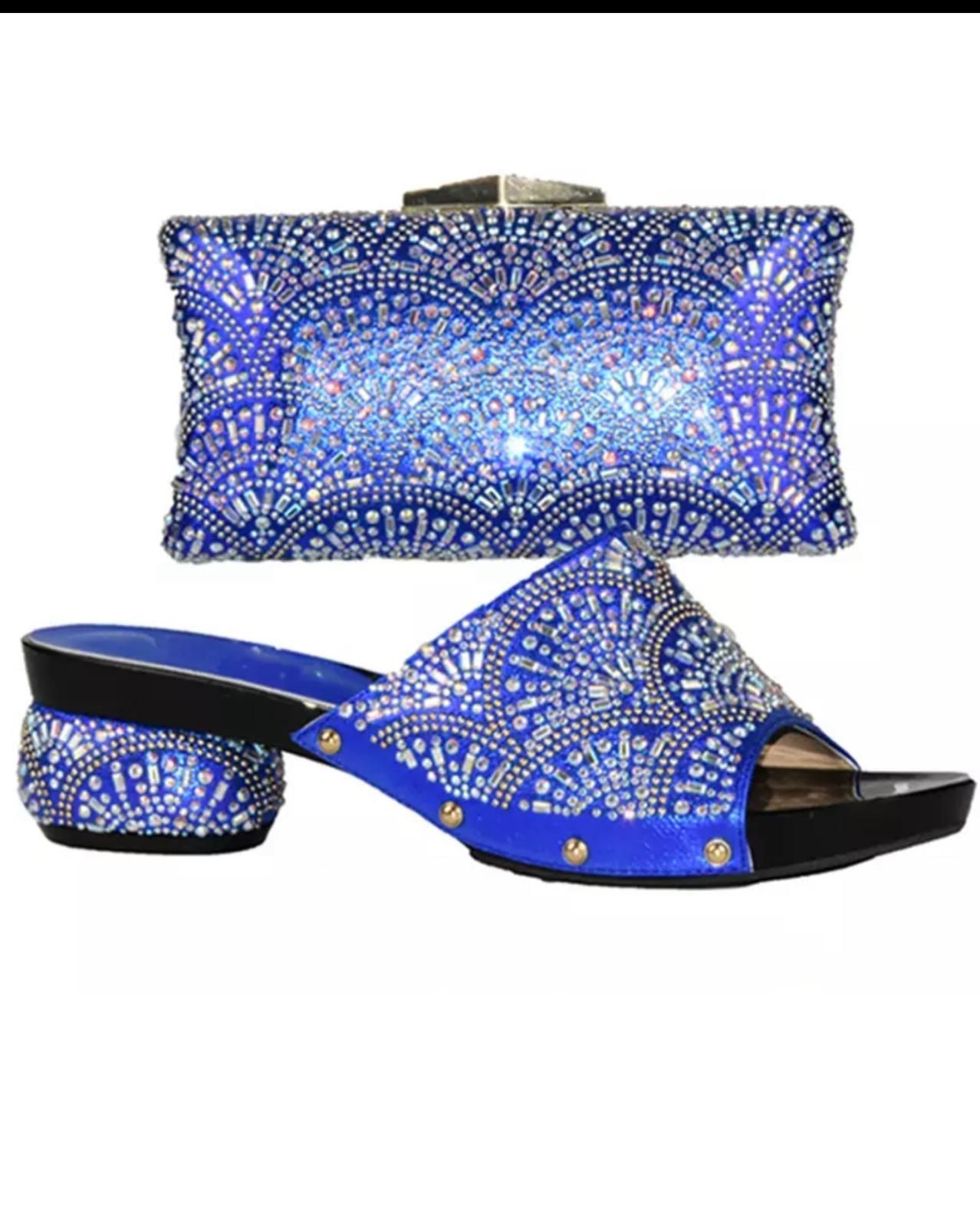 Women Royal Blue Handbag & Shoes