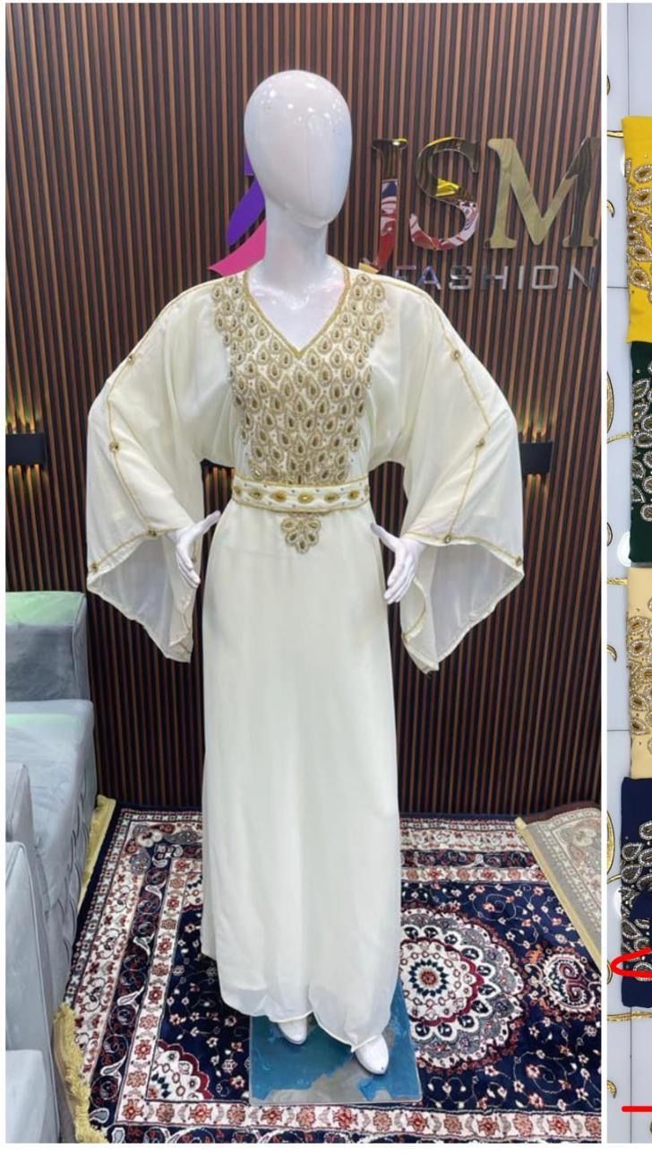 Dubai Abaia White Gold Dress