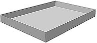 A black and white drawing of a tray on a white background.