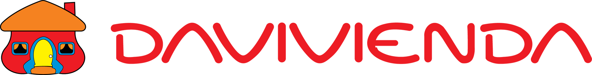 Logotipo del banco Davivienda, que muestra una casa roja con techo naranja y texto rojo.