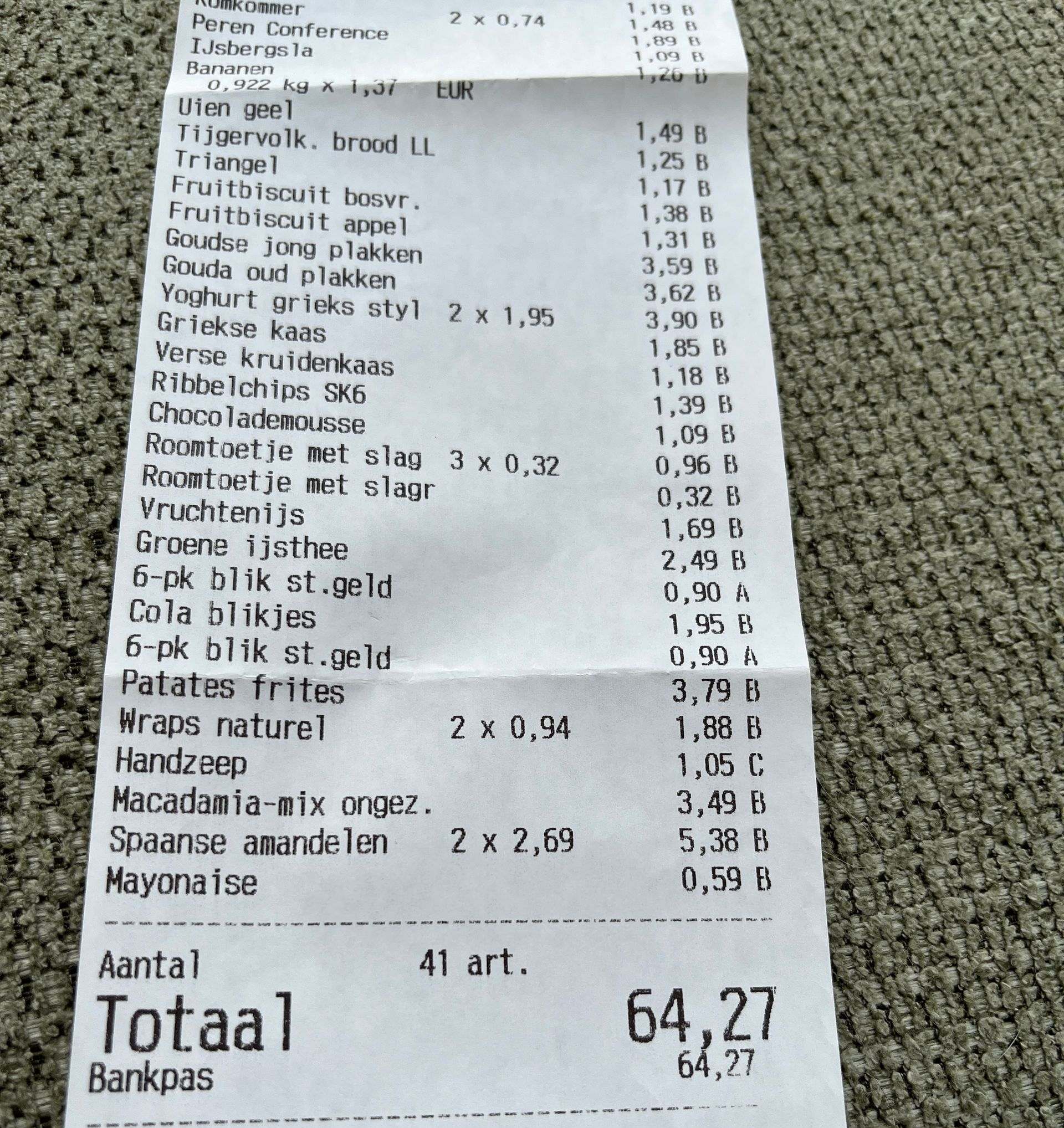 Onze boodschappen bij Lidl: € 64,27