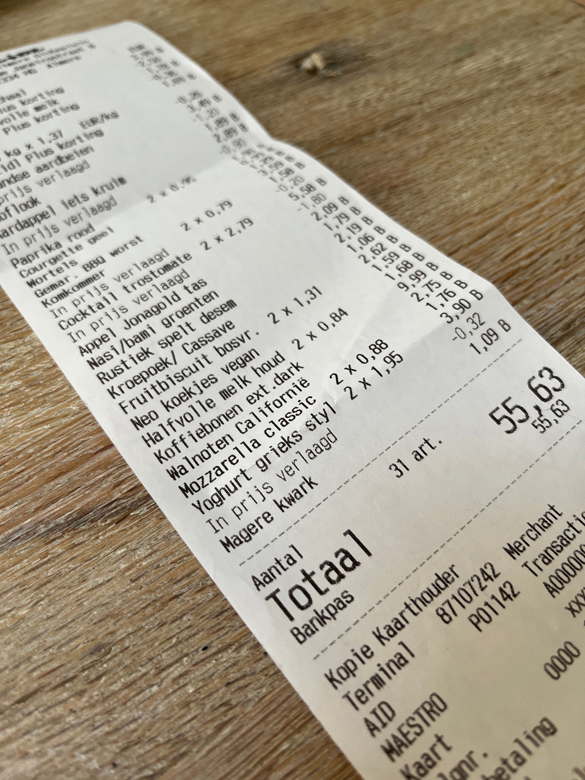 Onze boodschappen bij Lidl: € 55,63
