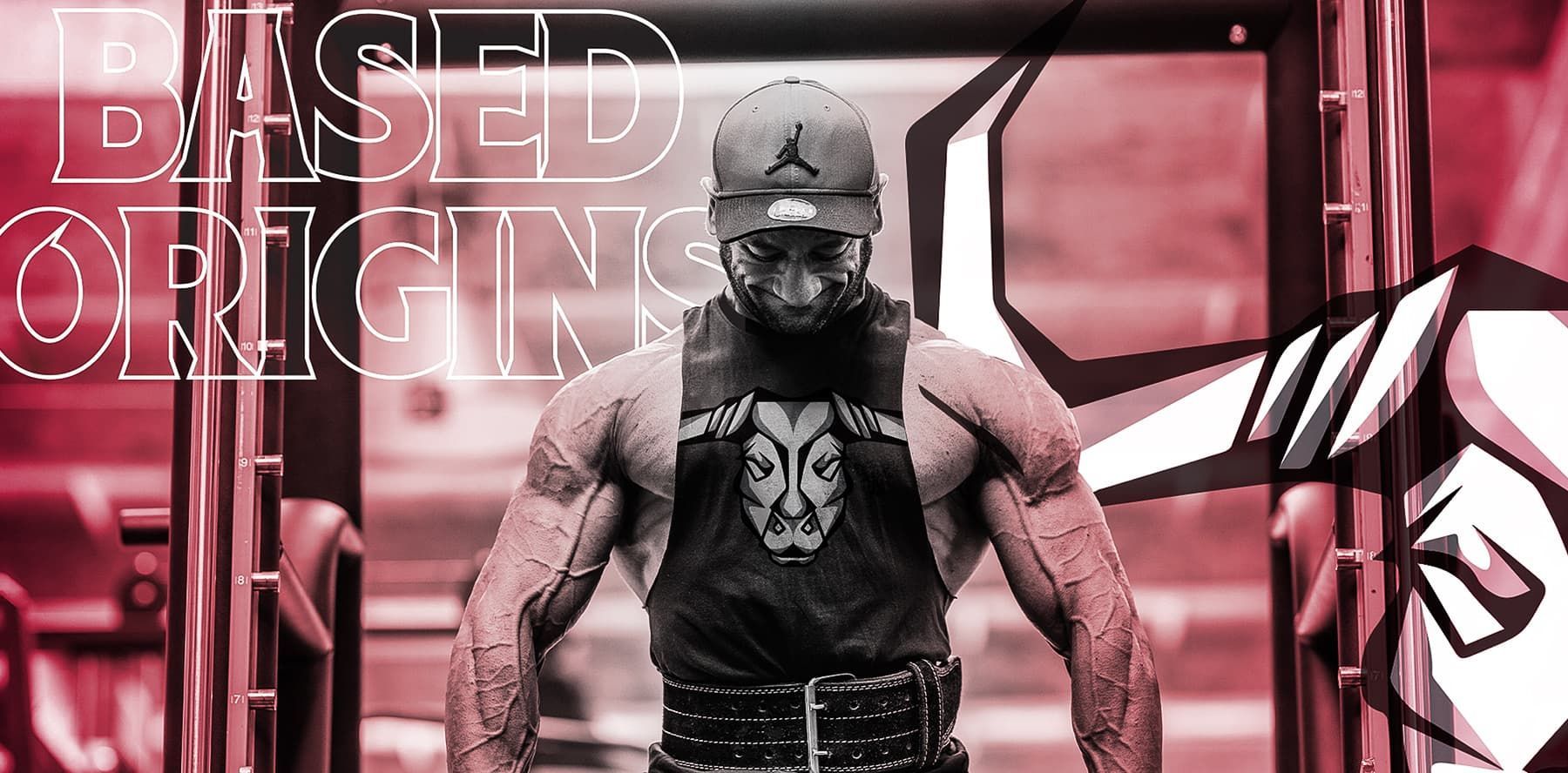 An image of a man in a gym thats been photoshopped with custom branding by disarming designs.