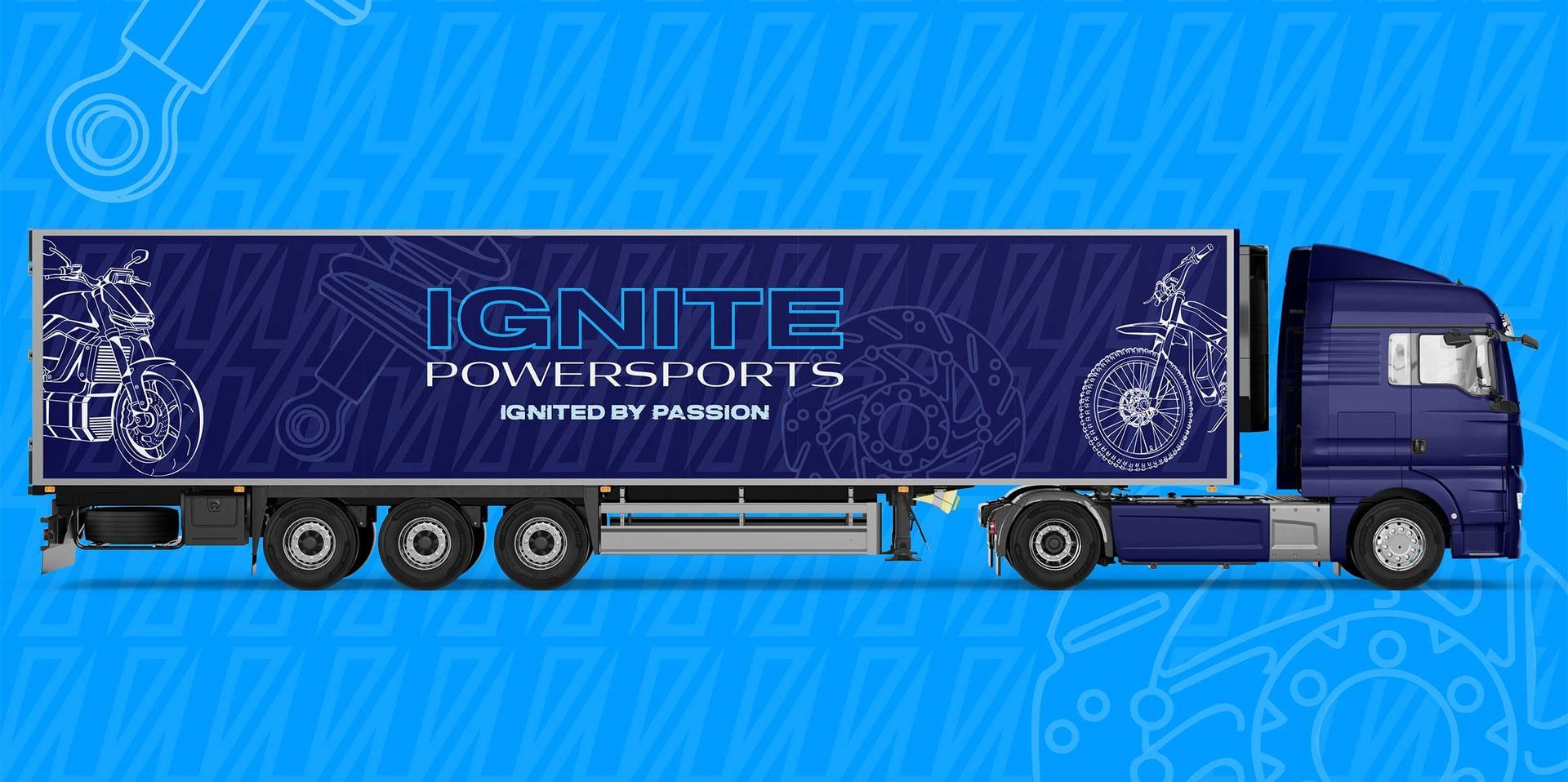 IGNITE Powersports lightning bolt brand pattern for motorcycle and electric vehicle branding