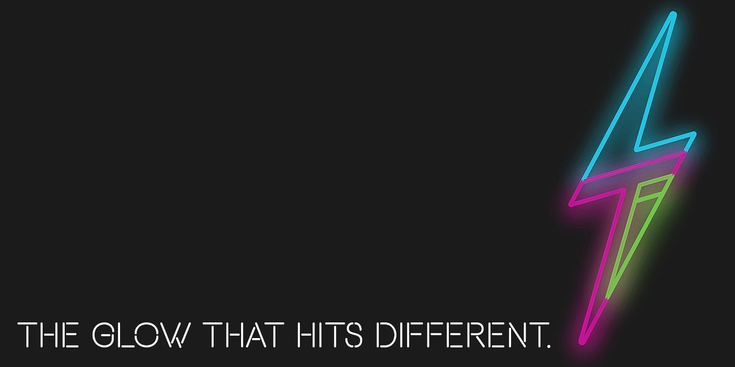 A static Instagram post mockup for LIT reading ' The glow that hits different' with their logo design.