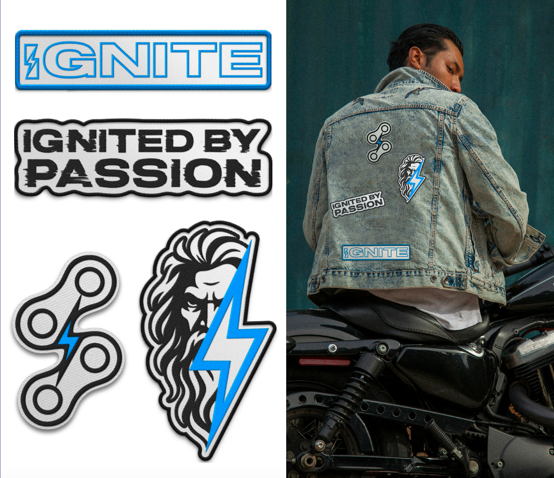 IGNITE Powersports embroidered patches for motorcycle apparel