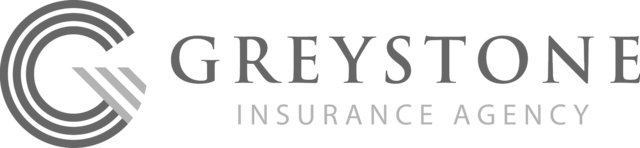 The logo for greystone insurance agency is black and white.