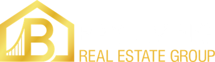 The logo for the real estate group is a gold house with the letter b on it.
