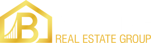 The logo for the real estate group is a gold house with the letter b on it.