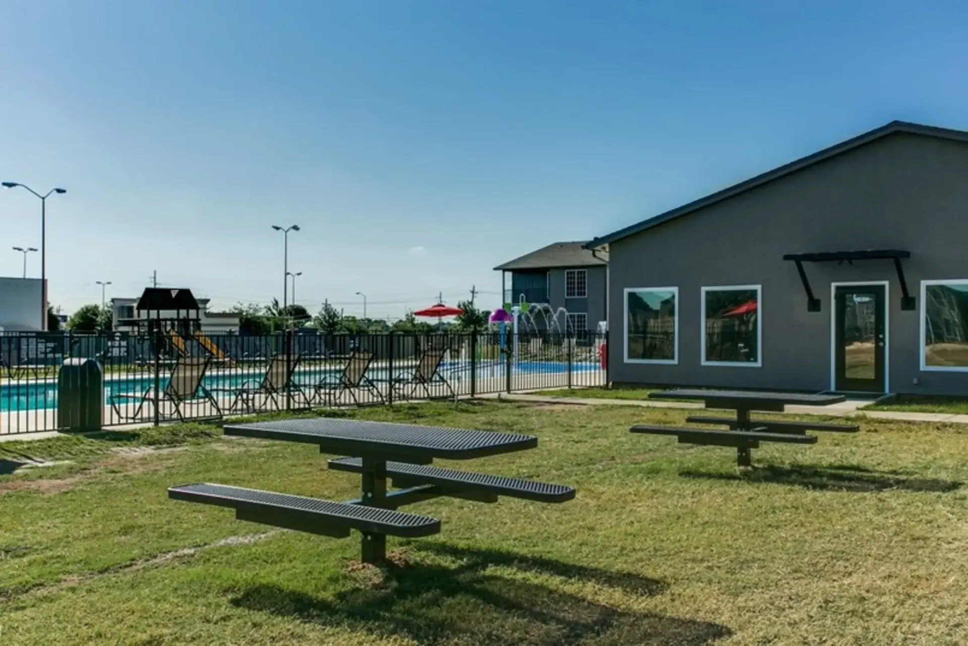Photo of outdoor park area with benches