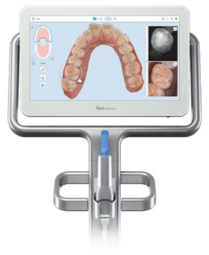 A computer monitor with a picture of teeth on it