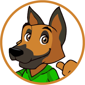 a cartoon dog wearing a green shirt is giving a thumbs up