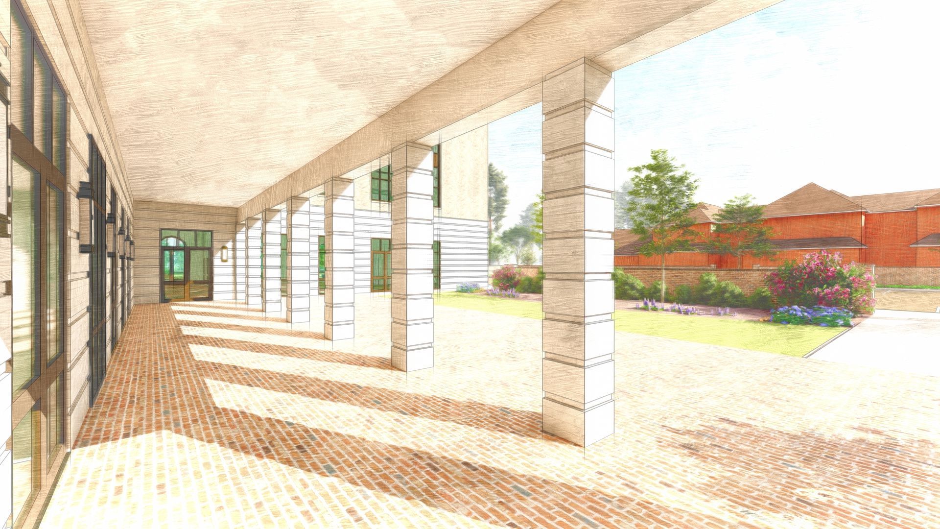 Architectural rendering of planned mixed-use development in Aiken