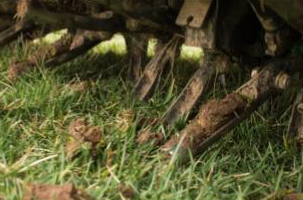 Aeration machine on lawn.