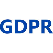 Blue text "GDPR" on a white background.