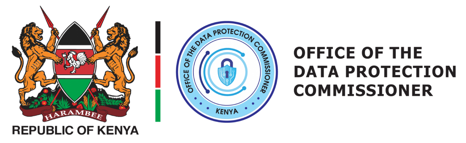 Kenyan government logo: Coat of arms, flag colors, and Office of the Data Protection Commissioner seal.