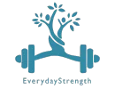 Teal logo: barbell with a tree and people intertwined, "EverydayStrength" text below.