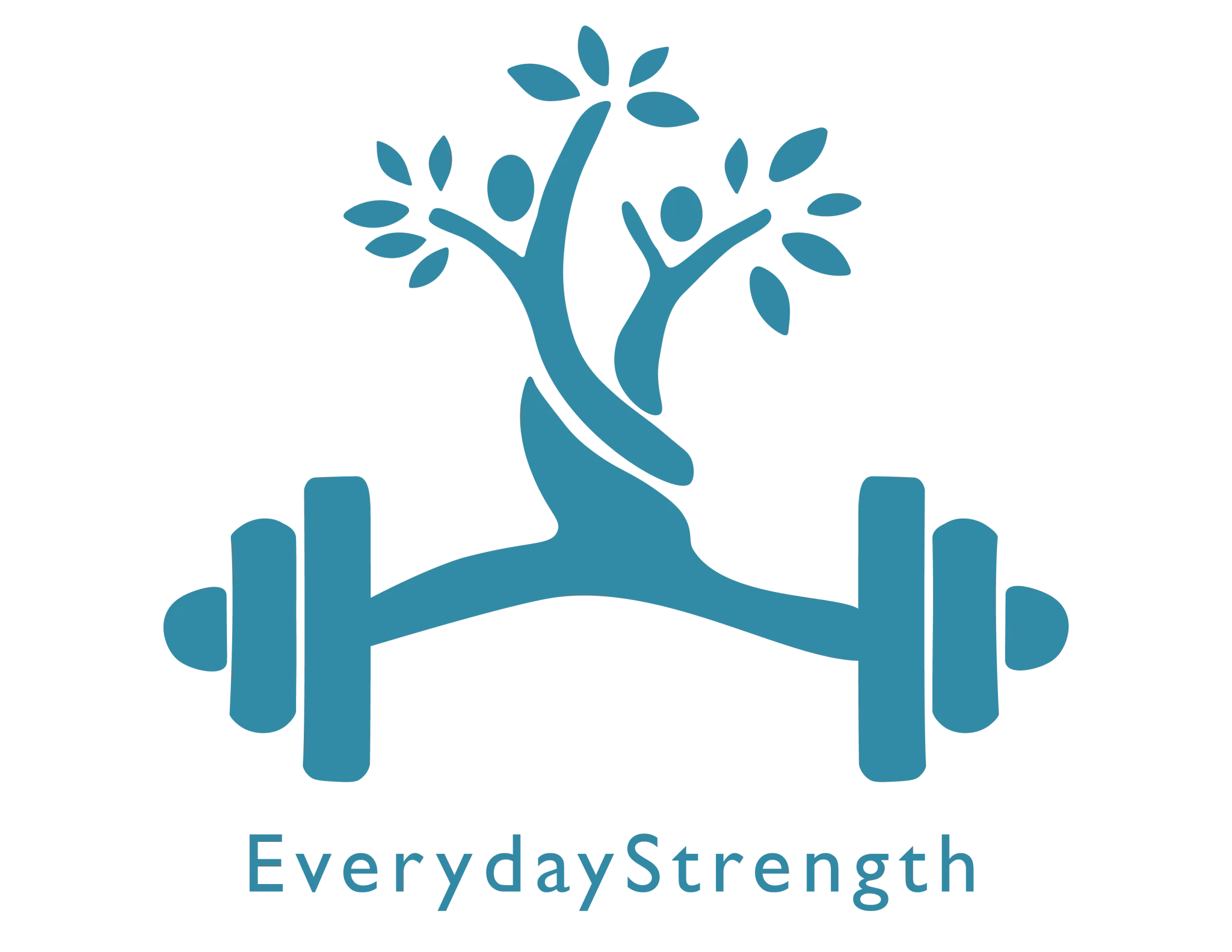 Teal logo: barbell with a tree and people intertwined, "EverydayStrength" text below.