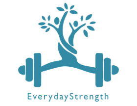 Teal logo: barbell with tree growing through it, people silhouette in the branches, 