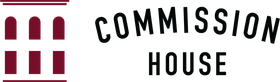 Logo: maroon building icon, "COMMISSION HOUSE" in black text.