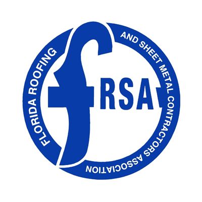 Blue Florida Roofing and Sheet Metal Contractors Association logo. Circular, with